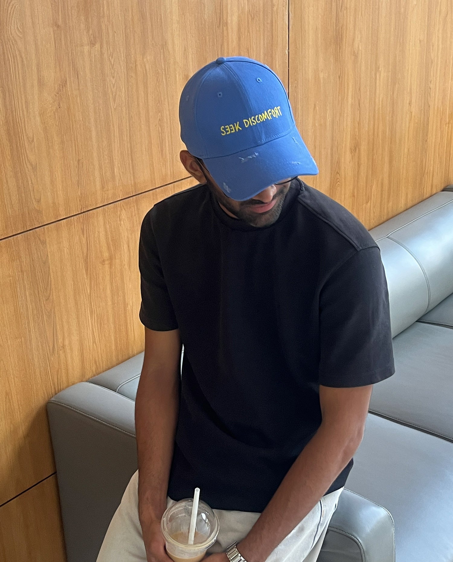 Seek Discomfort // Blue Distressed Cotton Cap