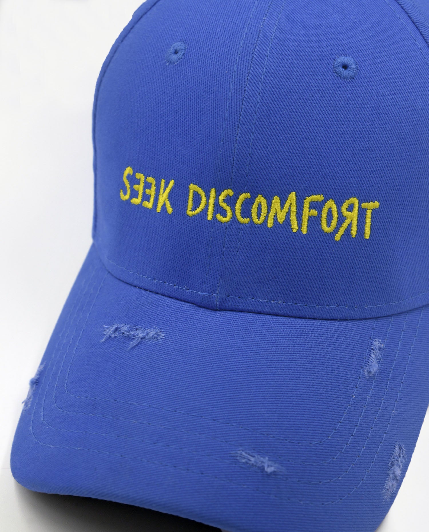 Seek Discomfort // Blue Distressed Cotton Cap